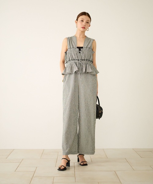 BAYFLOW（ベイフロー）の「チェックシャーリングサロペ（サロペット/オーバーオール・レディース・ブルー/ブラック・SMALL/MEDIUM）」の6枚目の写真
