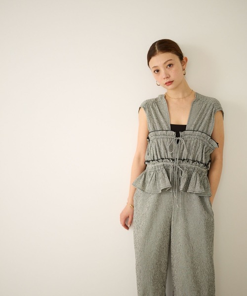 BAYFLOW（ベイフロー）の「チェックシャーリングサロペ（サロペット/オーバーオール・レディース・ブルー/ブラック・SMALL/MEDIUM）」の11枚目の写真