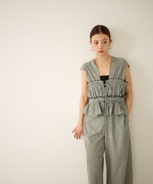 BAYFLOW（ベイフロー）の「チェックシャーリングサロペ（サロペット/オーバーオール・レディース・ブルー/ブラック・SMALL/MEDIUM）」の13枚目の写真