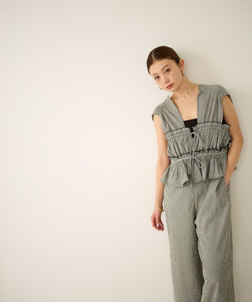 BAYFLOW（ベイフロー）の「チェックシャーリングサロペ（サロペット/オーバーオール・レディース・ブルー/ブラック・SMALL/MEDIUM）」の14枚目の写真