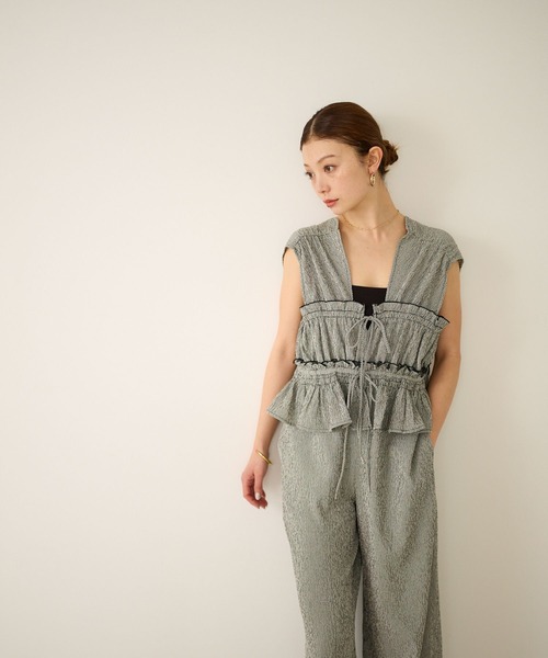 BAYFLOW（ベイフロー）の「チェックシャーリングサロペ（サロペット/オーバーオール・レディース・ブルー/ブラック・SMALL/MEDIUM）」の16枚目の写真