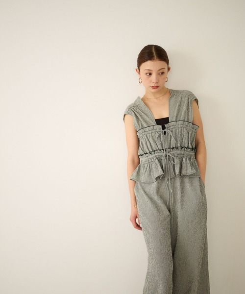BAYFLOW（ベイフロー）の「チェックシャーリングサロペ（サロペット/オーバーオール・レディース・ブルー/ブラック・SMALL/MEDIUM）」の17枚目の写真