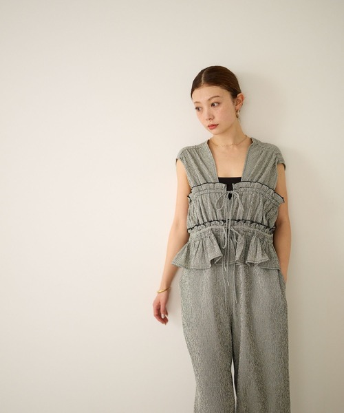 BAYFLOW（ベイフロー）の「チェックシャーリングサロペ（サロペット/オーバーオール・レディース・ブルー/ブラック・SMALL/MEDIUM）」の18枚目の写真