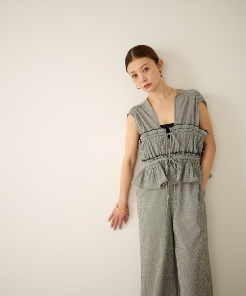 BAYFLOW（ベイフロー）の「チェックシャーリングサロペ（サロペット/オーバーオール・レディース・ブルー/ブラック・SMALL/MEDIUM）」の19枚目の写真