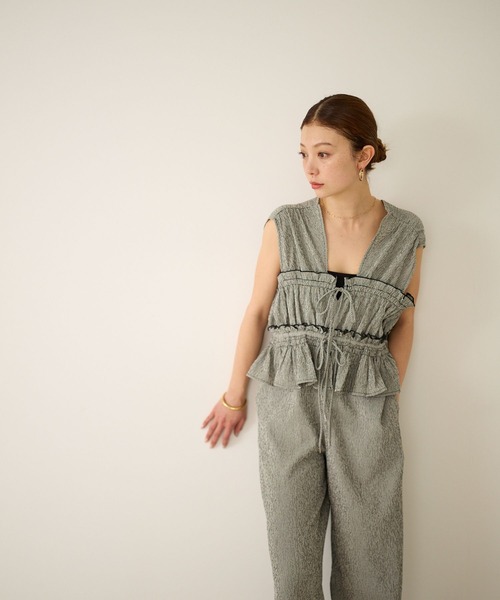 BAYFLOW（ベイフロー）の「チェックシャーリングサロペ（サロペット/オーバーオール・レディース・ブルー/ブラック・SMALL/MEDIUM）」の21枚目の写真