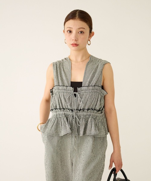 BAYFLOW（ベイフロー）の「チェックシャーリングサロペ（サロペット/オーバーオール・レディース・ブルー/ブラック・SMALL/MEDIUM）」の22枚目の写真