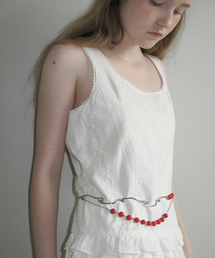 SINOON（シヌーン）の「Red Beads Chain Belt (Silver)（リング）」