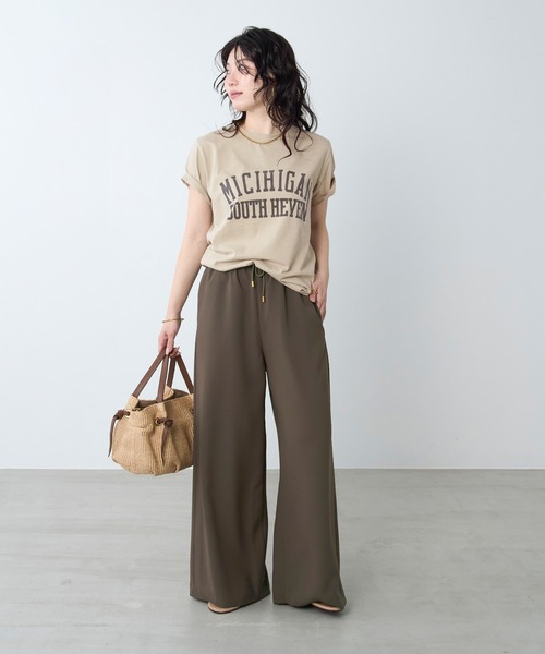 REMI RELIEF(レミレリーフ)の「【REMI RELIEF】別注-"MICHIGAN"SP加工TロゴTシャツ(Tシャツ/カットソー・レディース・ダークブラウン/ライトベージュ・FREE)」の4枚目の写真
