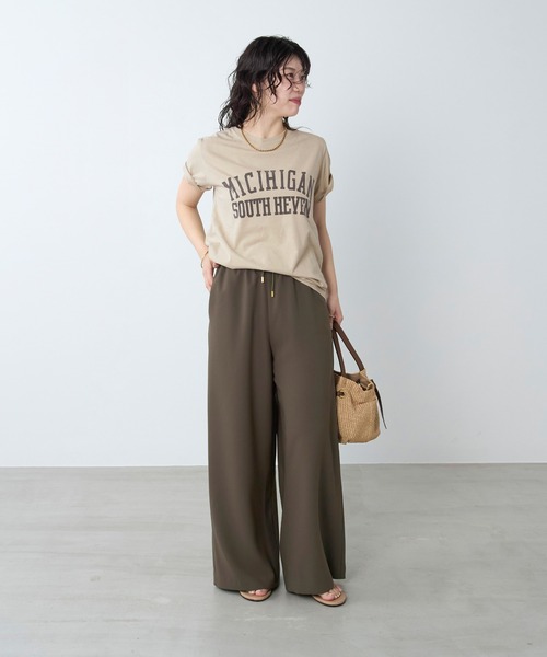 REMI RELIEF(レミレリーフ)の「【REMI RELIEF】別注-"MICHIGAN"SP加工TロゴTシャツ(Tシャツ/カットソー・レディース・ダークブラウン/ライトベージュ・FREE)」の7枚目の写真