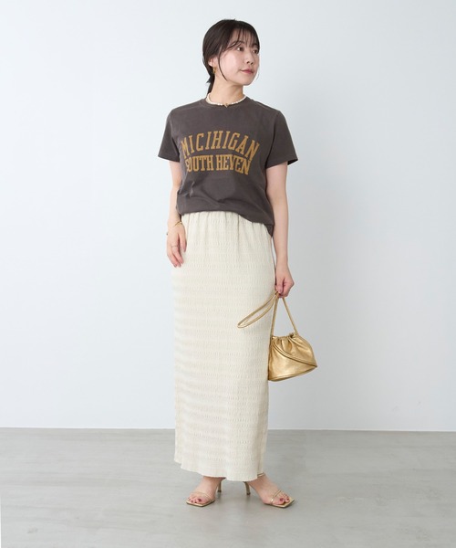REMI RELIEF(レミレリーフ)の「【REMI RELIEF】別注-"MICHIGAN"SP加工TロゴTシャツ(Tシャツ/カットソー・レディース・ダークブラウン/ライトベージュ・FREE)」の15枚目の写真
