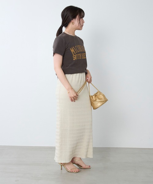 REMI RELIEF(レミレリーフ)の「【REMI RELIEF】別注-"MICHIGAN"SP加工TロゴTシャツ(Tシャツ/カットソー・レディース・ダークブラウン/ライトベージュ・FREE)」の17枚目の写真