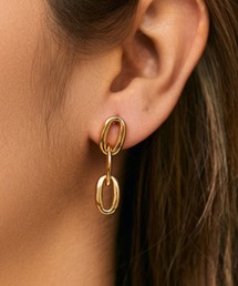 YU-KA:ゴールドチェーンリンクピアス Gold chain link earrings