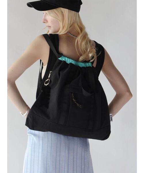 :ETHROF(イーサオブ)の「Fabric Color-Block Cord Tote Bag(トートバッグ・レディース・ブラック/グレー・FREE)」の14枚目の写真