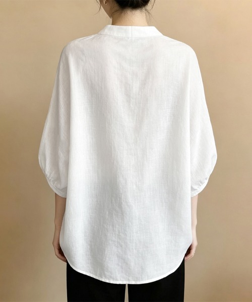 ONEP STAR(ワンピスター)の「Vネック七分袖ブラウス(シャツ/ブラウス・レディース・ホワイト・X-LARGE/LARGE/MEDIUM)」の8枚目の写真