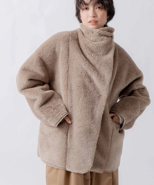 WHYTO.(ホワイト)の「「WHYTO. / ホワイト」standcollar boa coat(その他アウター・レディース・ベージュ/オフホワイト/ブラウン・36/38)」の3枚目の写真