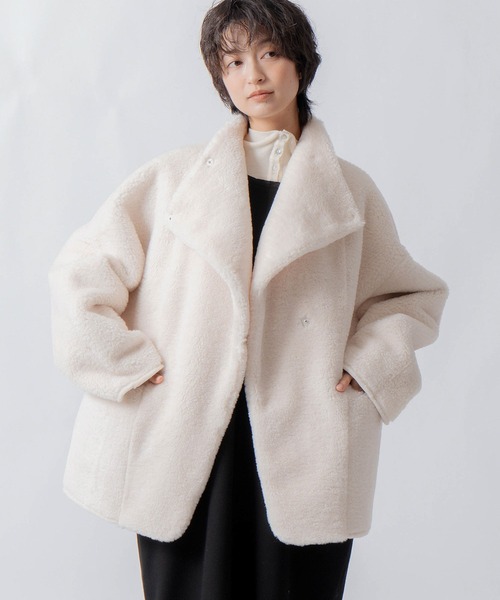 WHYTO.(ホワイト)の「「WHYTO. / ホワイト」standcollar boa coat(その他アウター・レディース・ベージュ/オフホワイト/ブラウン・36/38)」の2枚目の写真