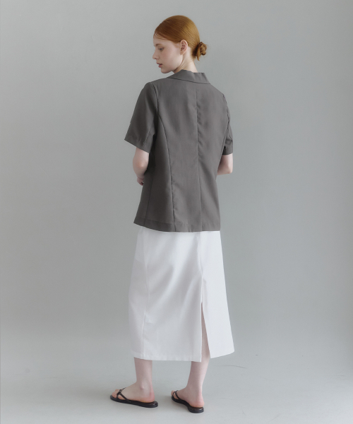 MICANE(ミケーネ)の「オリエンド サマー ハーフスリーブジャケット(テーラードジャケット・レディース・ブラック/ダークブラウン・X-LARGE/XX-LARGE/SMALL/MEDIUM/LARGE)」の6枚目の写真