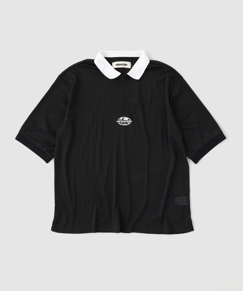 JOURNAL STANDARD(ジャーナルスタンダード)の「METALWOOD / メタルウッド QUARTER ZIP JERSEY ポロシャツ(ポロシャツ・メンズ・ブラック/アイボリー・LARGE/MEDIUM)」の1枚目の写真