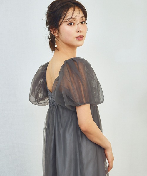 girl(ガール)の「ボリュームチュールパフスリーブドレス フリル シアー 結婚式 ワンピース パーティードレス オケージョンドレス お呼ばれ 二次会 成人式 同窓会 謝恩会 マタニティ 妊婦《着用動画あり》(ドレス・レディース・チャコールグレー/ベージュ・M/S/L)」の22枚目の写真