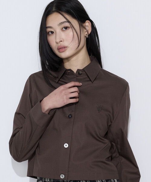 COMME CA(コムサ)の「〔 TALLサイズ 〕 コットンポプリンストライプ クロプトシャツ(シャツ/ブラウス・レディース・ブルー/グレー系その他/ブラウン・15号)」の11枚目の写真