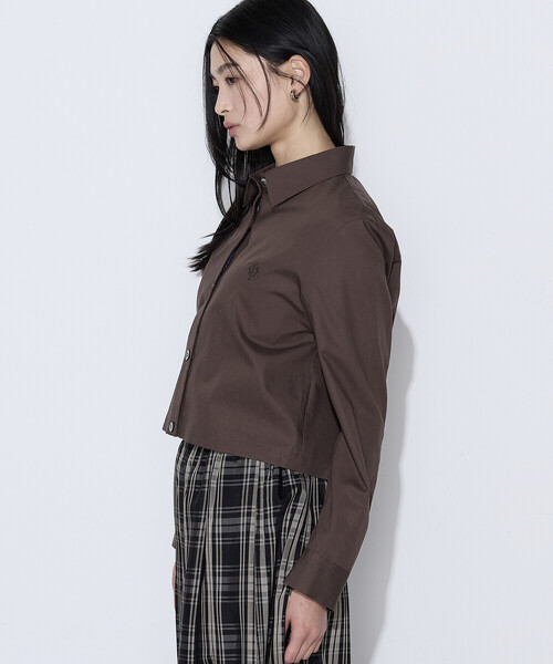 COMME CA(コムサ)の「〔 TALLサイズ 〕 コットンポプリンストライプ クロプトシャツ(シャツ/ブラウス・レディース・ブルー/グレー系その他/ブラウン・15号)」の12枚目の写真