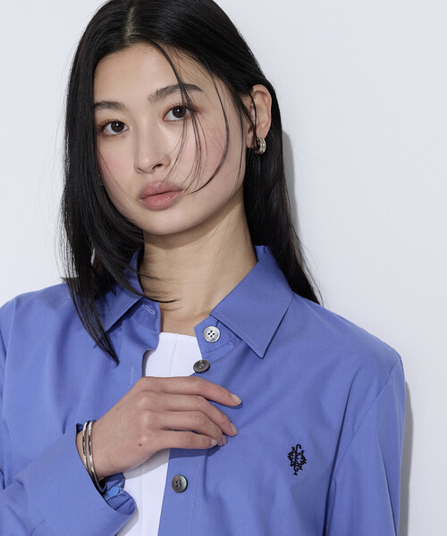 COMME CA(コムサ)の「〔 TALLサイズ 〕 コットンポプリンストライプ クロプトシャツ(シャツ/ブラウス・レディース・ブルー/グレー系その他/ブラウン・15号)」の18枚目の写真