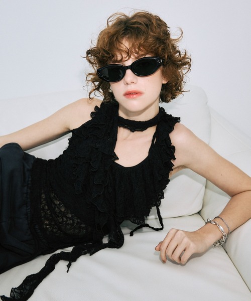 JOSE MOON(ジョゼムーン)の「RAFFLE LACE TOPS/ラッフルレーストップス(その他トップス・レディース・サックスブルー/ホワイト/ブラック・FREE)」の1枚目の写真