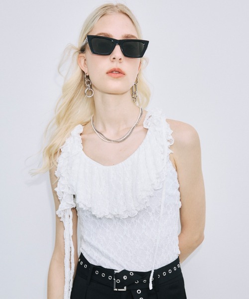 JOSE MOON(ジョゼムーン)の「RAFFLE LACE TOPS/ラッフルレーストップス(その他トップス・レディース・サックスブルー/ホワイト/ブラック・FREE)」の18枚目の写真