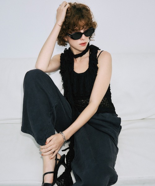 JOSE MOON(ジョゼムーン)の「RAFFLE LACE TOPS/ラッフルレーストップス(その他トップス・レディース・サックスブルー/ホワイト/ブラック・FREE)」の16枚目の写真