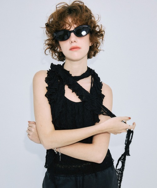 JOSE MOON(ジョゼムーン)の「RAFFLE LACE TOPS/ラッフルレーストップス(その他トップス・レディース・サックスブルー/ホワイト/ブラック・FREE)」の7枚目の写真