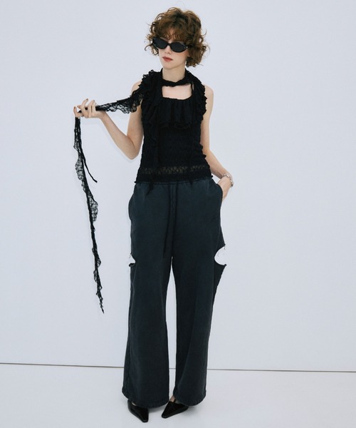 JOSE MOON(ジョゼムーン)の「RAFFLE LACE TOPS/ラッフルレーストップス(その他トップス・レディース・サックスブルー/ホワイト/ブラック・FREE)」の11枚目の写真