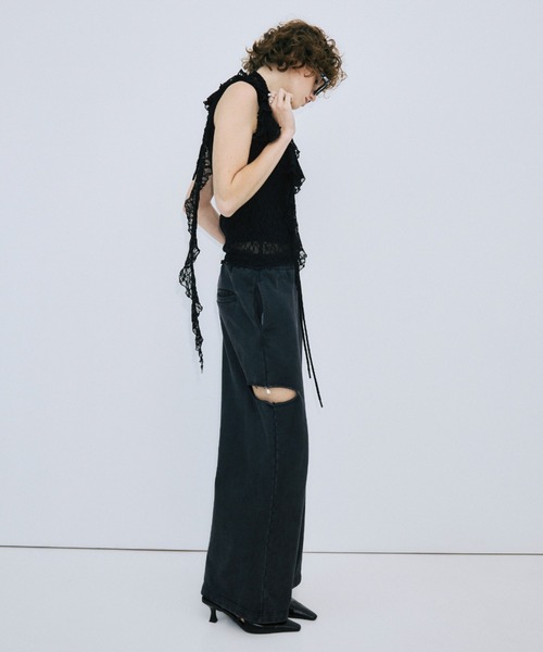 JOSE MOON(ジョゼムーン)の「RAFFLE LACE TOPS/ラッフルレーストップス(その他トップス・レディース・サックスブルー/ホワイト/ブラック・FREE)」の12枚目の写真