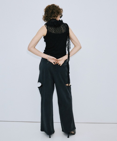JOSE MOON(ジョゼムーン)の「RAFFLE LACE TOPS/ラッフルレーストップス(その他トップス・レディース・サックスブルー/ホワイト/ブラック・FREE)」の13枚目の写真