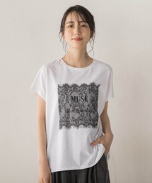 Droite lautreamont | レースたたき付けプリントTシャツ(Tシャツ/カットソー)