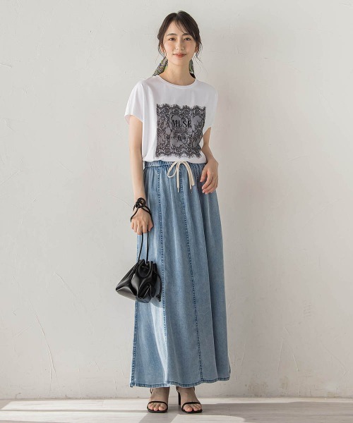 Droite lautreamont(ドロワットロートレアモン)の「レースたたき付けプリントTシャツ(Tシャツ/カットソー・レディース・オフホワイト/チャコールグレー・M)」の11枚目の写真