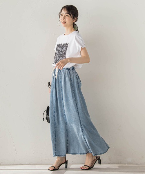Droite lautreamont(ドロワットロートレアモン)の「レースたたき付けプリントTシャツ(Tシャツ/カットソー・レディース・オフホワイト/チャコールグレー・M)」の12枚目の写真