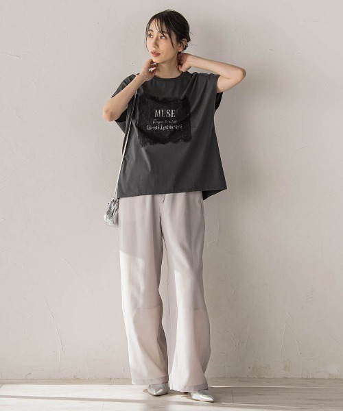 Droite lautreamont(ドロワットロートレアモン)の「レースたたき付けプリントTシャツ(Tシャツ/カットソー・レディース・オフホワイト/チャコールグレー・M)」の22枚目の写真
