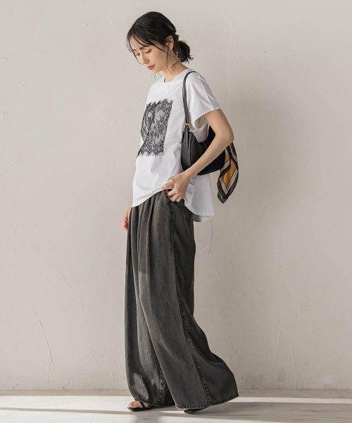 Droite lautreamont(ドロワットロートレアモン)の「レースたたき付けプリントTシャツ(Tシャツ/カットソー・レディース・オフホワイト/チャコールグレー・M)」の15枚目の写真