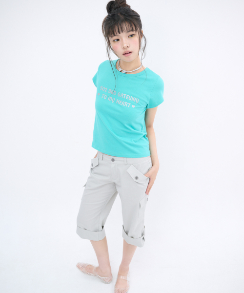 ITZAVIBE(イッザバイブ)の「STRAP POINT CAPRI PANTS - LIGHT GRAY(その他パンツ・レディース・その他・FREE)」の2枚目の写真