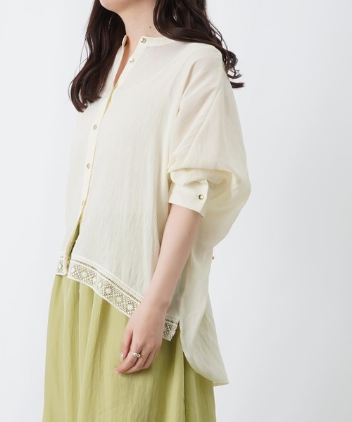 LUCA/LADY LUCK LUCA(ルカ/レディラックルカ)の「LC/LLL シアーボイル裾レース7分袖ブラウス(シャツ/ブラウス・レディース・ブラウン/オフホワイト・FREE)」の2枚目の写真