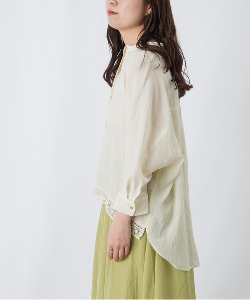 LUCA/LADY LUCK LUCA(ルカ/レディラックルカ)の「LC/LLL シアーボイル裾レース7分袖ブラウス(シャツ/ブラウス・レディース・ブラウン/オフホワイト・FREE)」の4枚目の写真