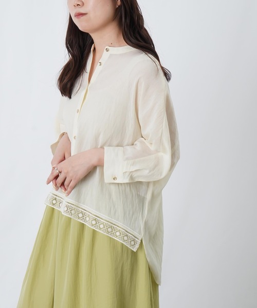 LUCA/LADY LUCK LUCA(ルカ/レディラックルカ)の「LC/LLL シアーボイル裾レース7分袖ブラウス(シャツ/ブラウス・レディース・ブラウン/オフホワイト・FREE)」の12枚目の写真