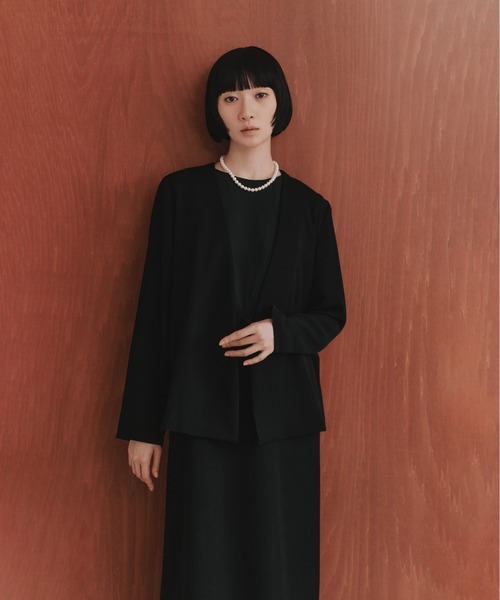 ノーカラーマルチジャケット［ブラック：ブラックフォーマル対応］冠婚