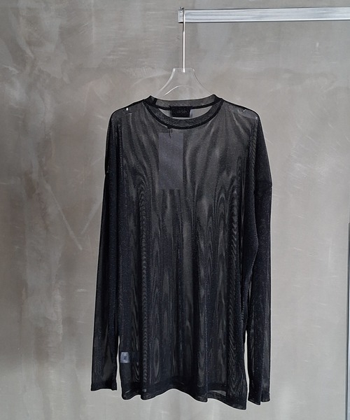 WESTBOY(ウエストボーイ)の「Y2K シアーグリッターメッシュ トップス WO26W1TP10(その他トップス・メンズ・ブラック・XL/M/L)」の8枚目の写真