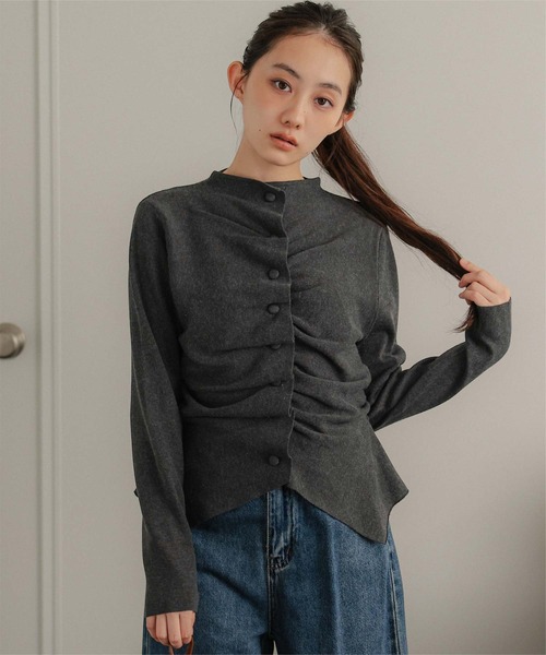 miette(ミエット)の「プチハイネックフロントギャザーボタンニット(ニット/セーター・レディース・アイボリー/チャコール/ライトイエロー・FREE)」の15枚目の写真