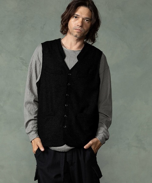 EGO TRIPPING（エゴトリッピング）の「mcg3858-FRENCH GILET ベスト(616755)（ベスト・メンズ・チャコールグレー/ブラック・46/48）」の2枚目の写真