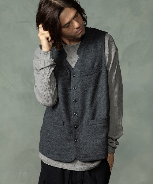 EGO TRIPPING（エゴトリッピング）の「mcg3858-FRENCH GILET ベスト(616755)（ベスト・メンズ・チャコールグレー/ブラック・46/48）」の14枚目の写真