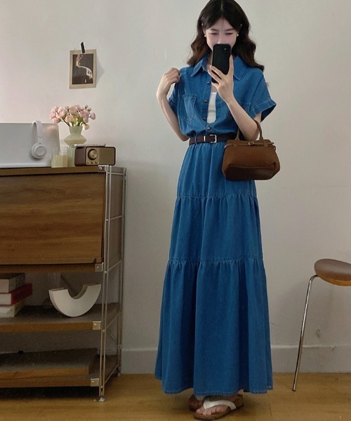 FAVORITO(ファヴォリート)の「襟付きデニムワンピース(ワンピース・レディース・ブルー・XL/L/M/S)」の3枚目の写真