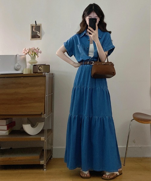 FAVORITO(ファヴォリート)の「襟付きデニムワンピース(ワンピース・レディース・ブルー・XL/L/M/S)」の5枚目の写真