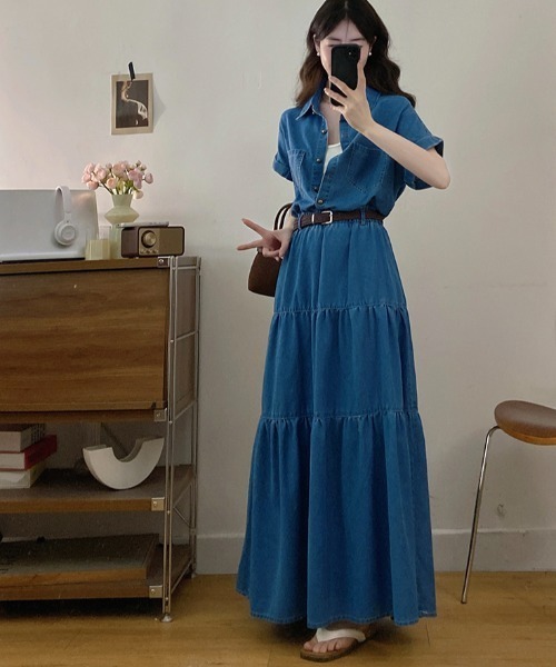FAVORITO(ファヴォリート)の「襟付きデニムワンピース(ワンピース・レディース・ブルー・XL/L/M/S)」の6枚目の写真